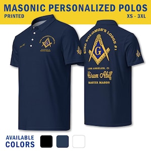Masonic Personalized Polo, Freemason Custom Polo Shirt, XS-3XL