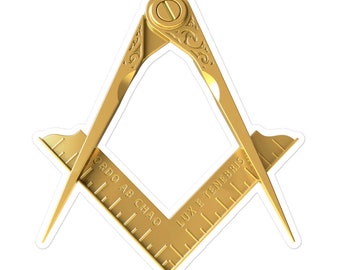 Masonic Square & Compass Sticker, Freemason Sticker Decal Emblem
