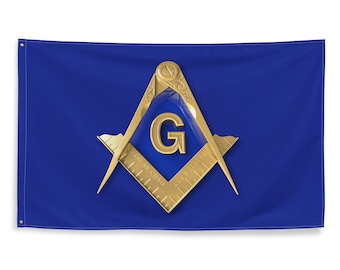 Masonic Freemason Flag Gold Square and Compass