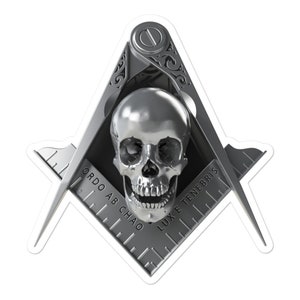 Masonic Skull Square & Compass Sticker, Freemason Sticker Decal Emblem