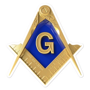 Masonic Square & Compass Sticker, Freemason Sticker Decal Emblem