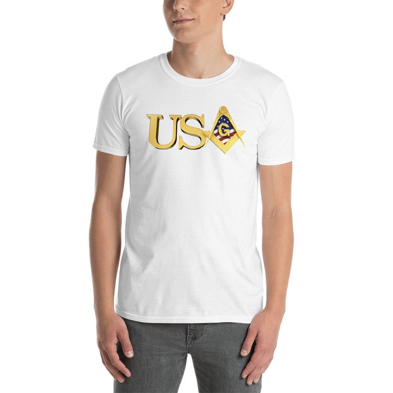 USA American Flag Gold Square /& Compass Freemason Shirt Masonic Shirt