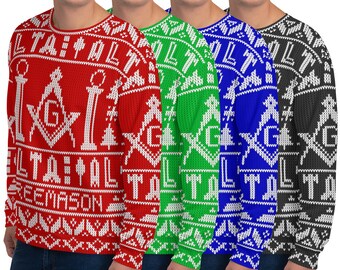 Masonic Ugly Christmas Sweater, Freemason Ugly Christmas Sweater, Masonic Freemason Christmas Gift