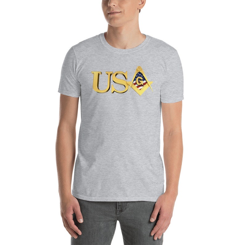 USA American Flag Gold Square /& Compass Freemason Shirt Masonic Shirt