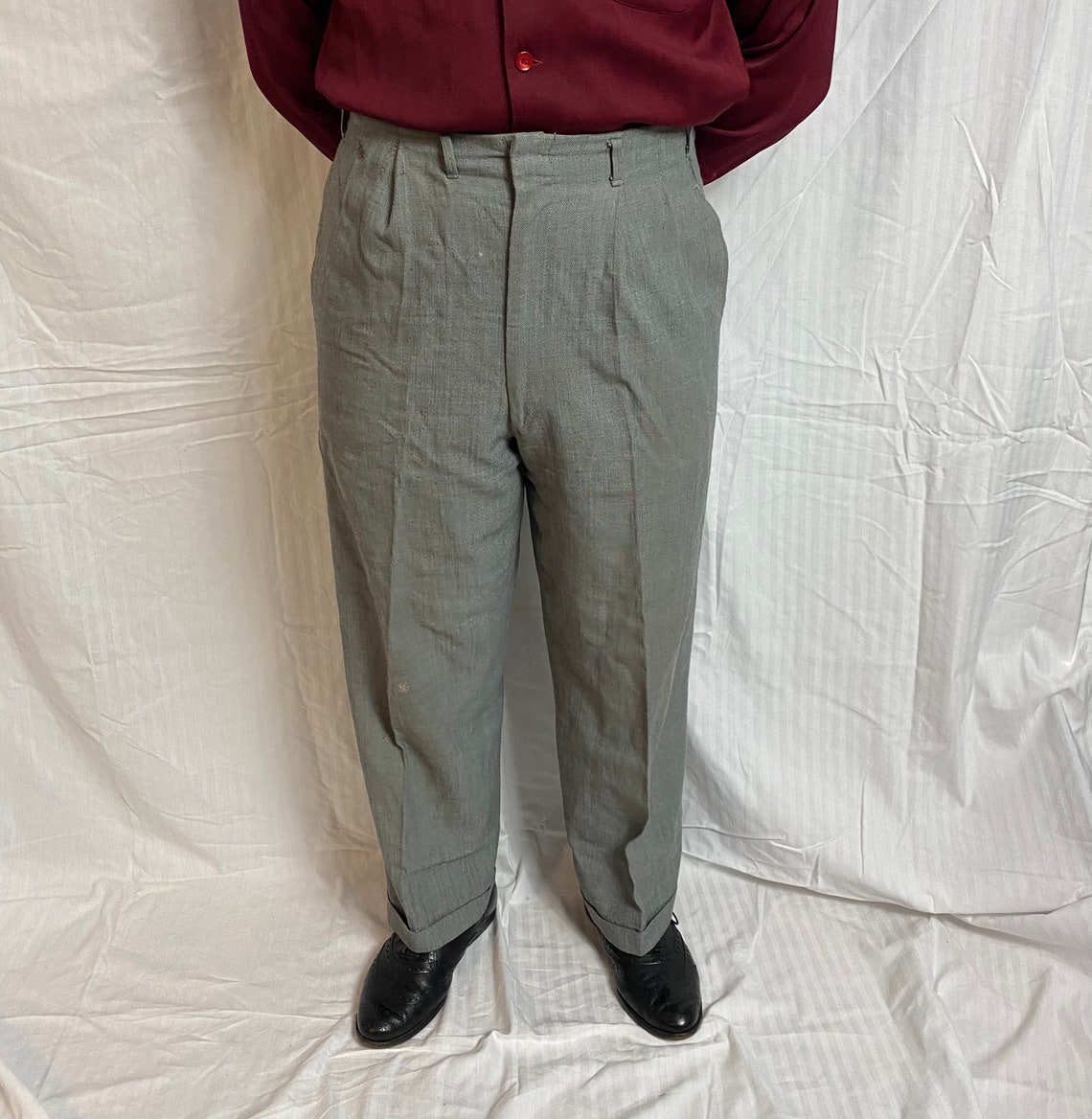 Early Vintage Mens 1950s Gray Trouser with Red Fleck | Etsy
