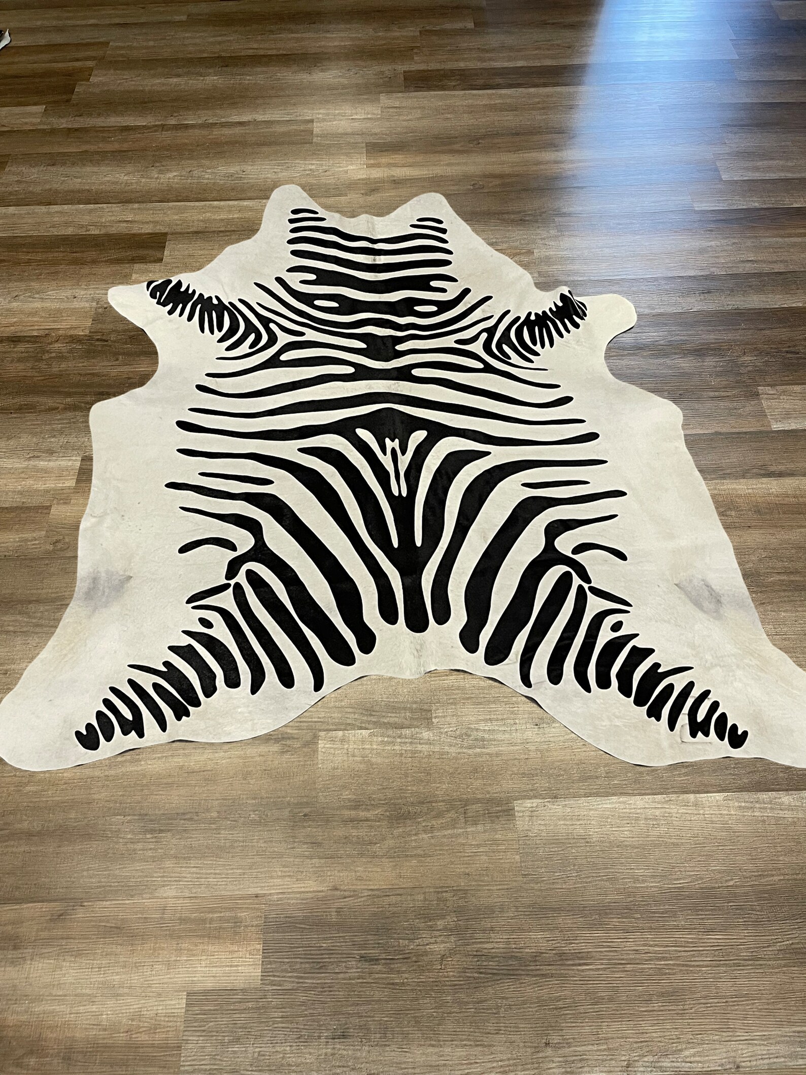 Cowhide Zebra Stencil Leather Rug 909 - Etsy