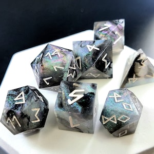 Labradelight Dice Set (Made to Order Resin Polyhedral Dice) Sharp Edged