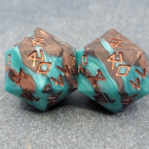 Copper Patina Large d20 (25mm) Made to Order Handmade Resin Dice