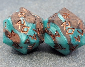 Copper Patina Large d20 (25mm) Made to Order Handmade Resin Dice