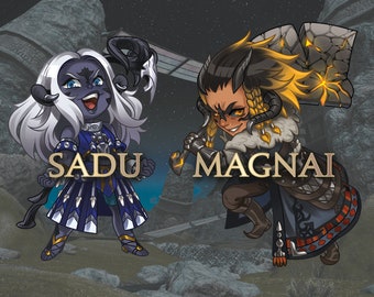 FFXIV - Stormblood - Sadu & Magnai - SB Charms/Keychains