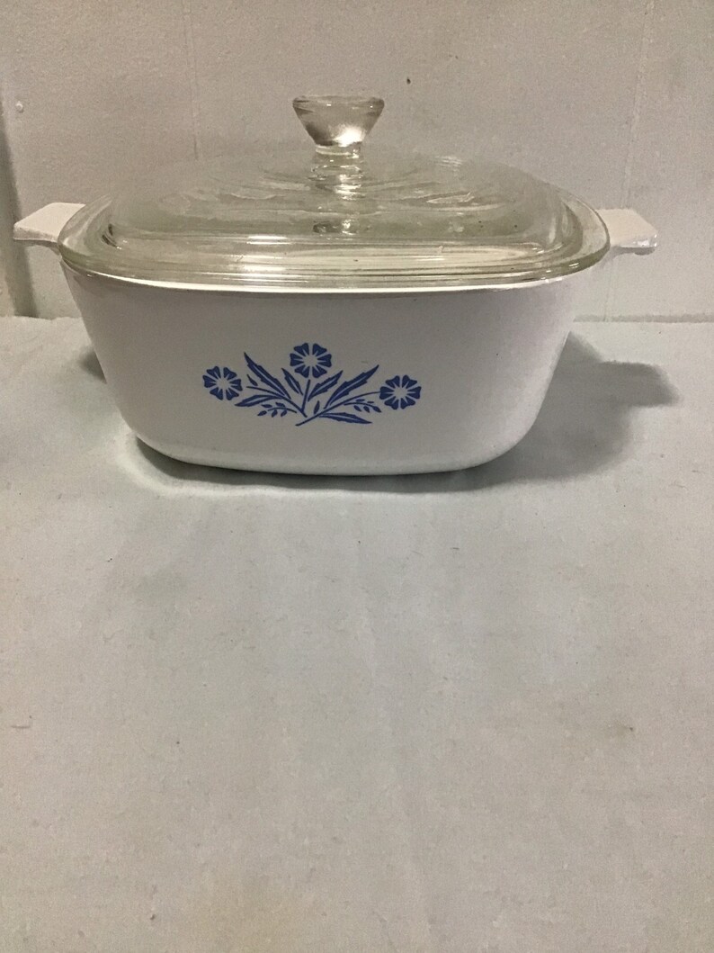 Corning Ware Casserole Dish 1 12 Qt Rectangle Blue Cornflower P-1 12-B Baking Dish WLid