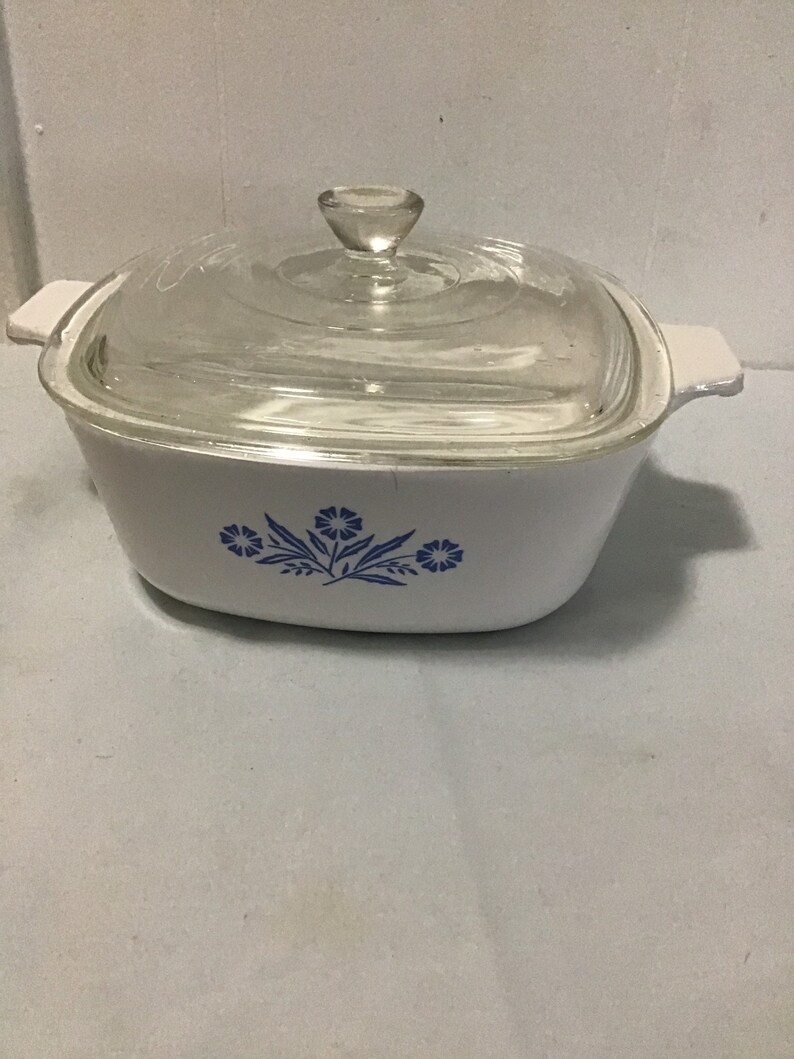 Corning Ware Casserole Dish 1 12 Qt Rectangle Blue Cornflower P-1 12-B Baking Dish WLid