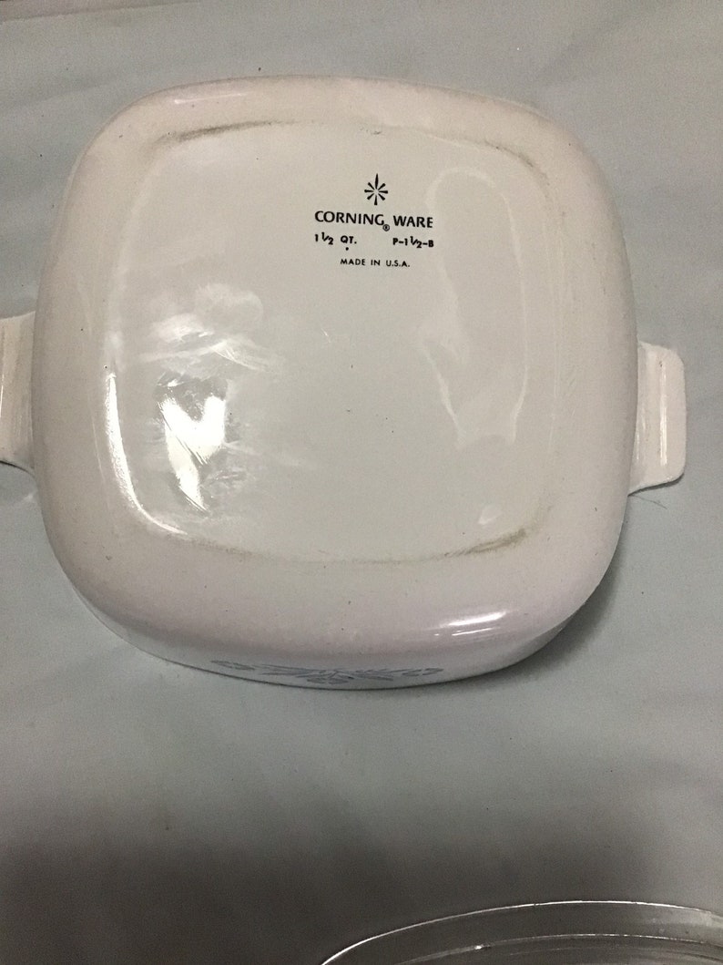 Corning Ware Casserole Dish 1 12 Qt Rectangle Blue Cornflower P-1 12-B Baking Dish WLid