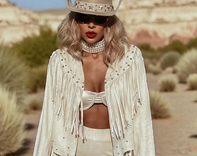 Studded Fringe Faux Suede Jacket, Western Cowgirl Suede Kimono Jacket, Suede Fringe Cowboy Jacket