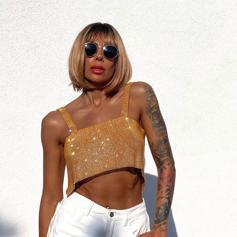 Spark Intentions Rhinestone Crop Top main image 0