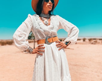 white gypsy style dress