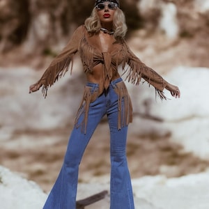 Western Bell Bottom Fringe Jeans, Faux Suede Fringe Chaps Denim Pants, Festival Chaps, Country Western Cowgirl Denim, Chaps Bellbottoms
