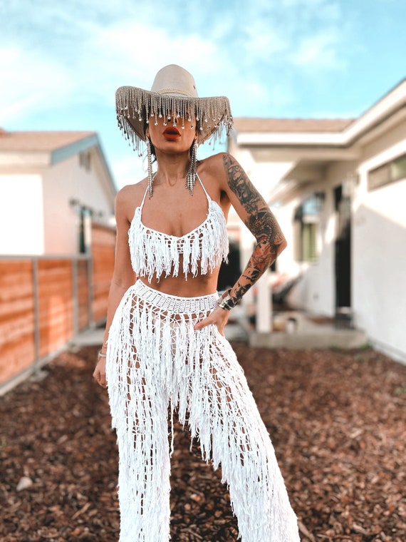 Cowboy Stitch The Rhinestone Denim Fringe Set S