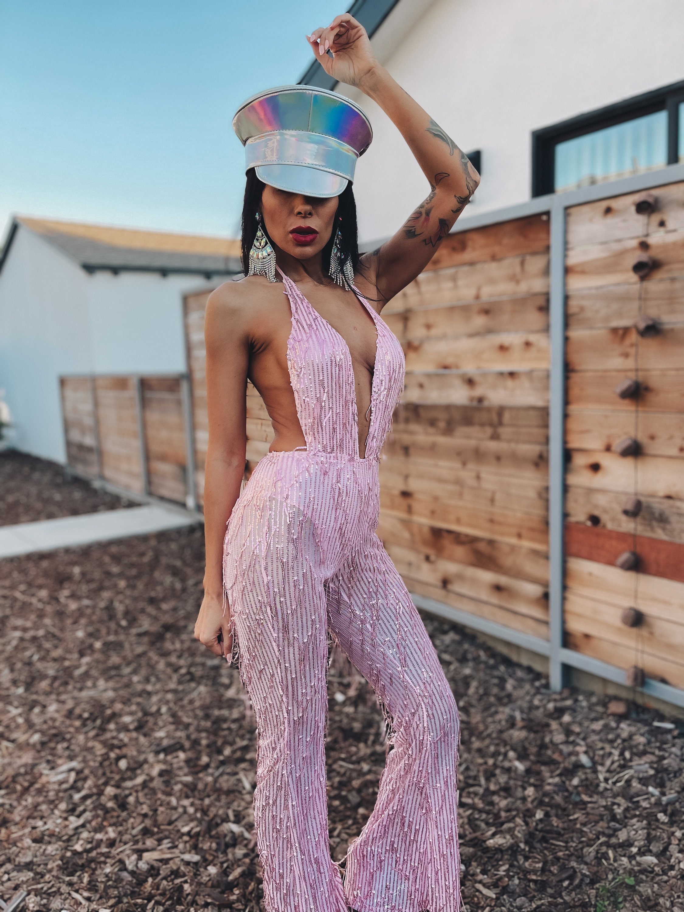 Pink Sequin Fringe Bodysuit Romper – Gypsy Tale