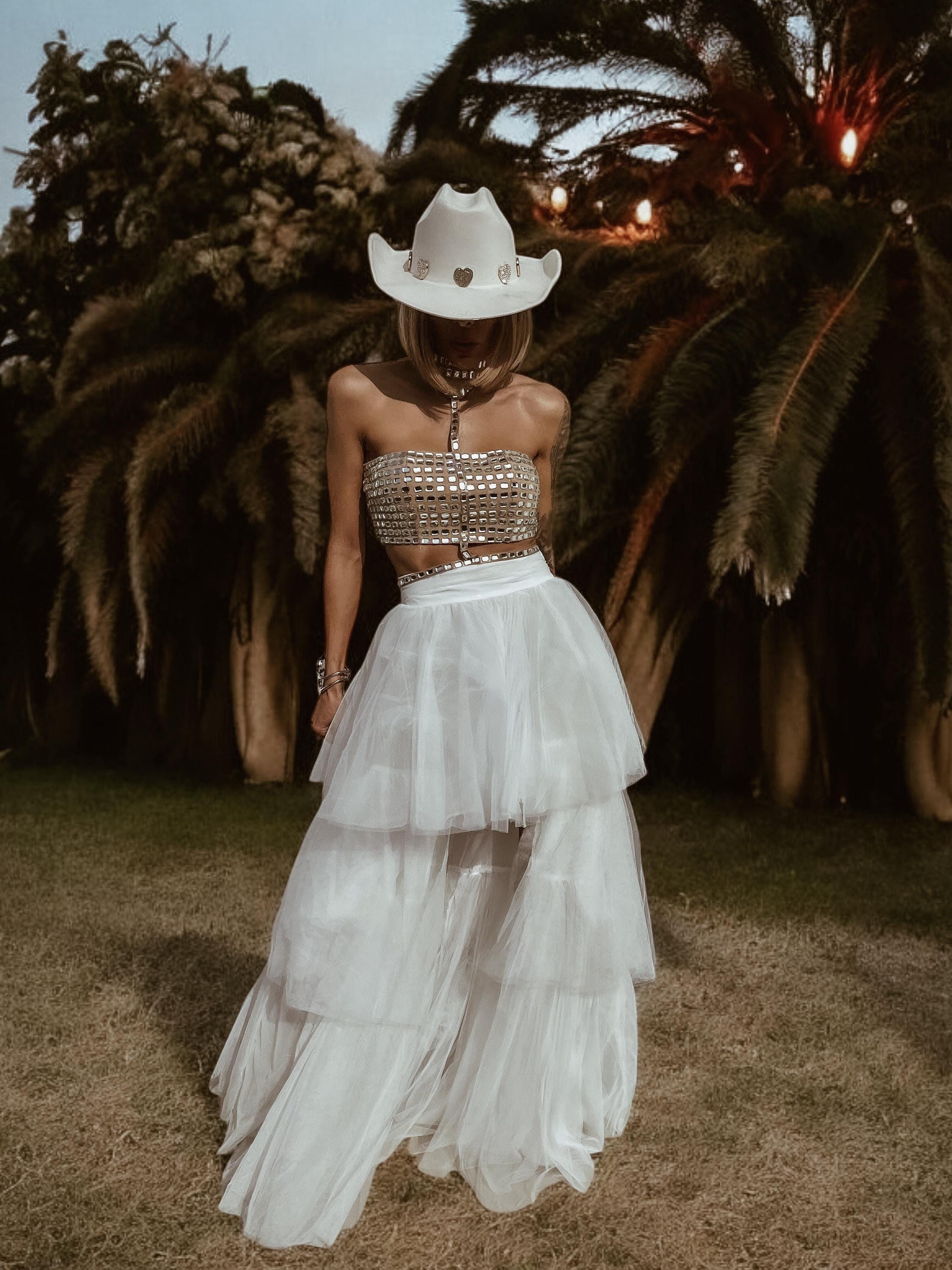 ［non.］ANDRESD decorative tulle tops Elegant Boho Lace Crop Top & Tulle Skirt Set - Flower Girl