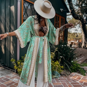 Cotton Bohemian Kimono Robe: Resort Goddess Wrap