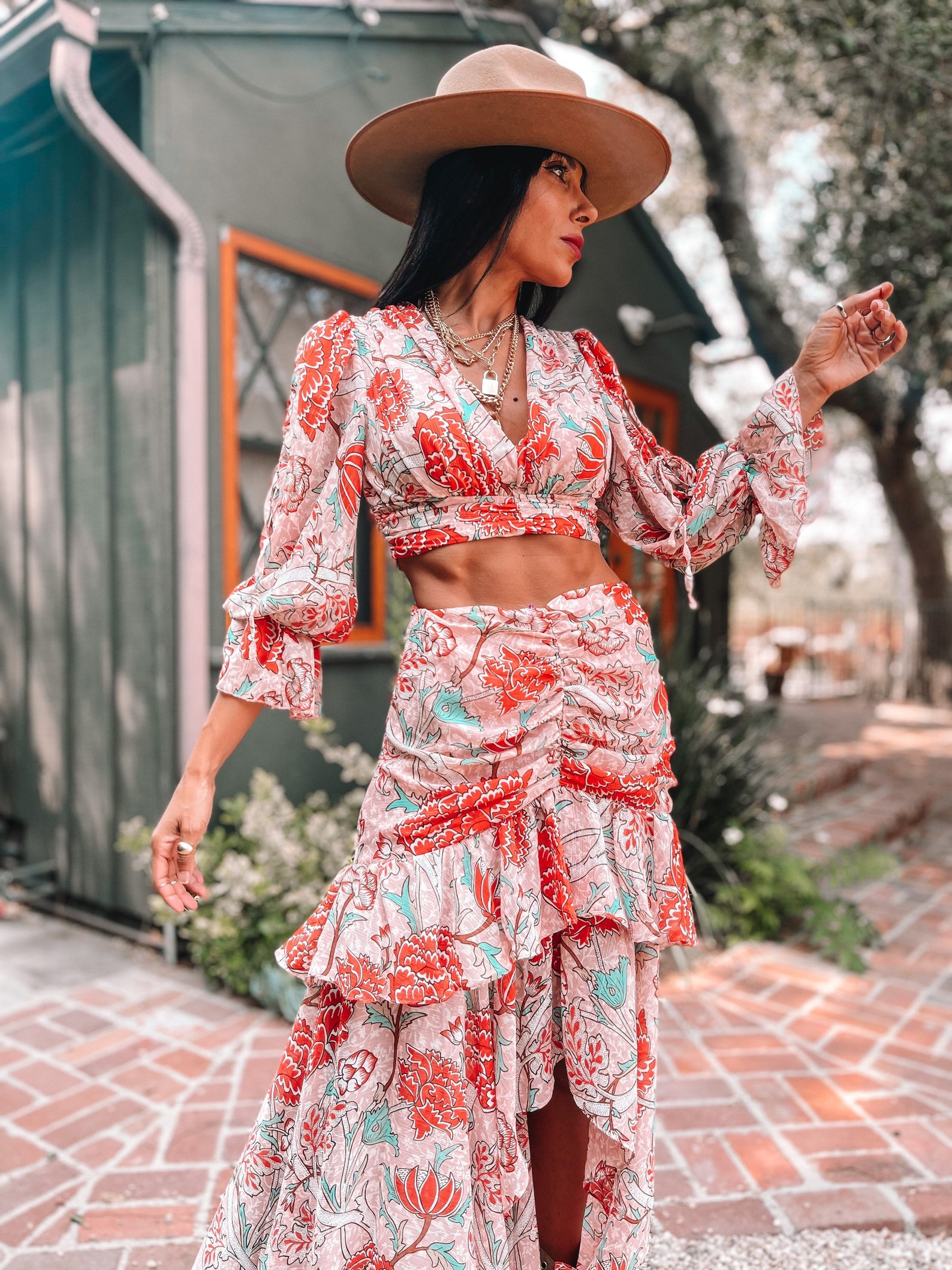 Boho Western Bohemian Two Piece Pink Festival Coachella Set | Etsy