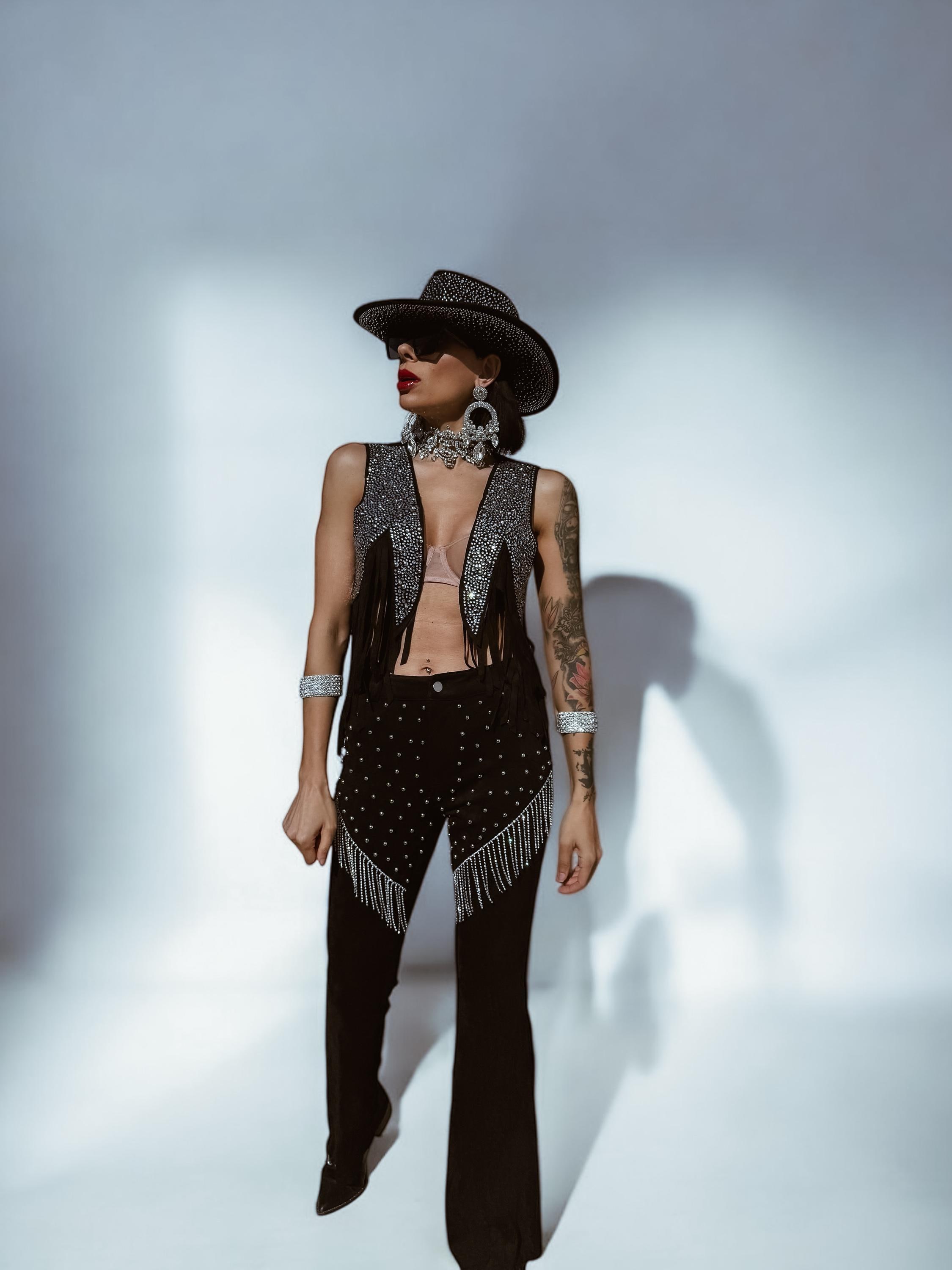 Rhinestone Fringe Chaps Bell Bottom Pants: Western Cowgirl Festival ...