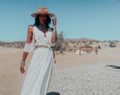 Boho Bridal Gown Bohemian Cold Shoulder Wrap Maxi Dress Western Country Spell Festival Outfit Coachella Lace Romantic Tulle Prom