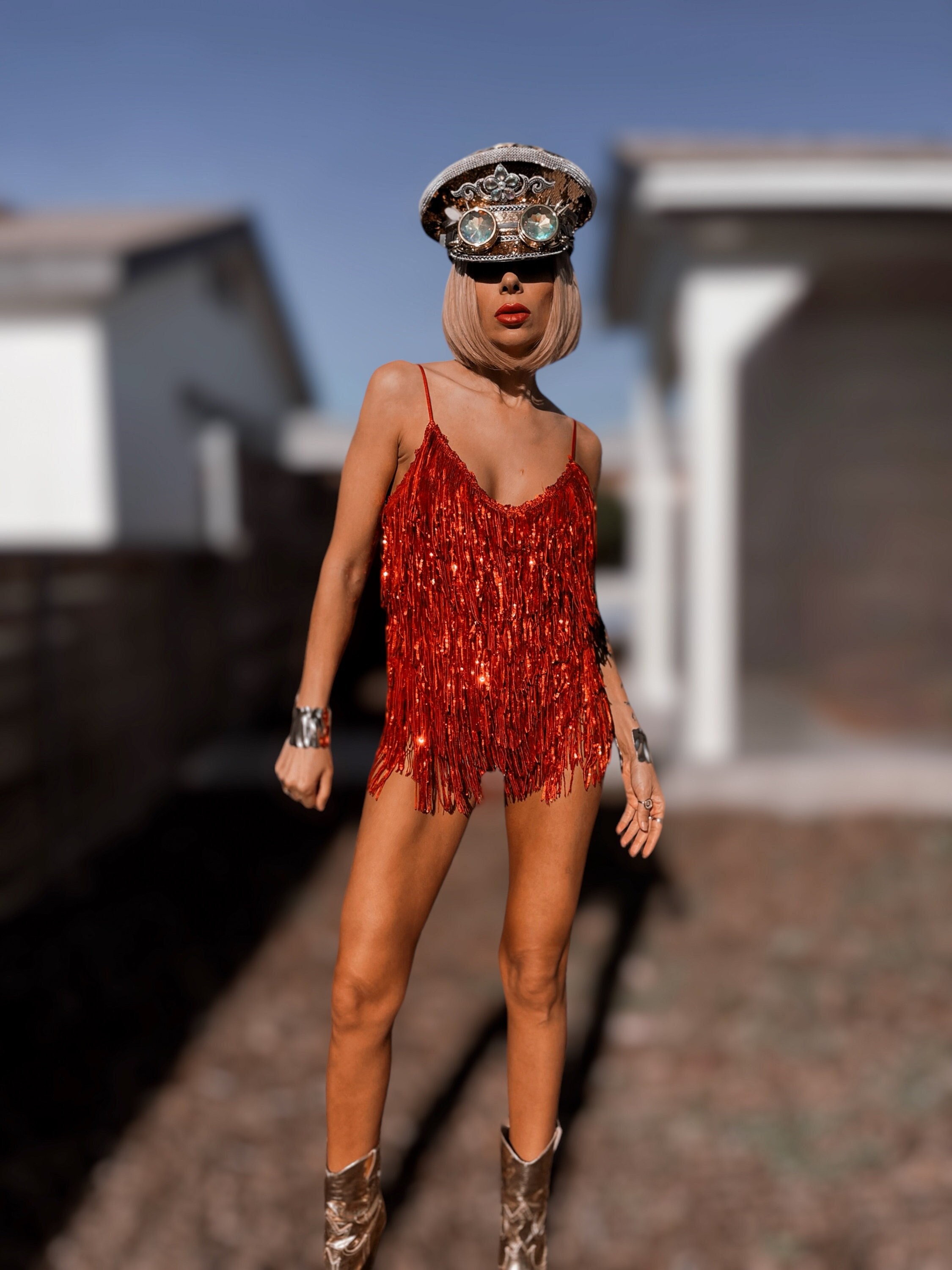 Red fringe romper new arrivals
