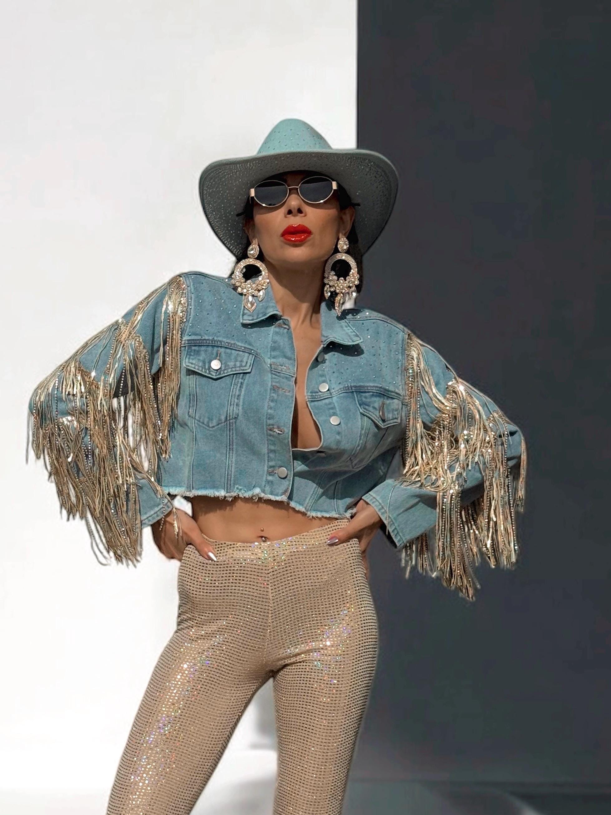 Gold Denim Jacket - Etsy