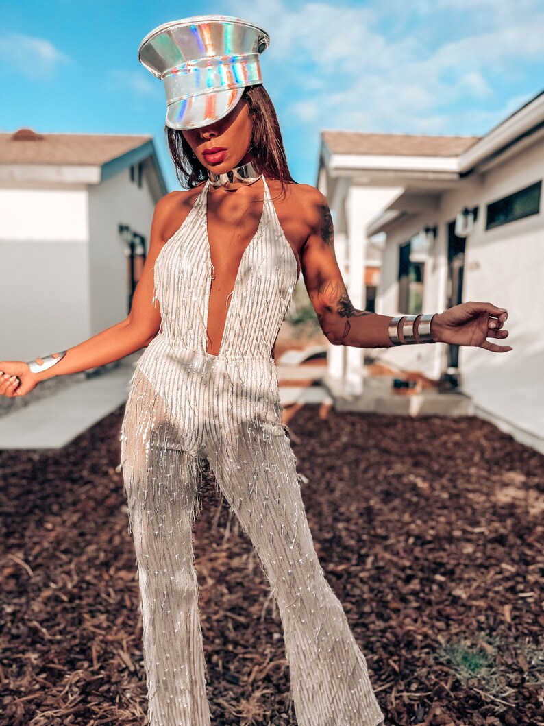 Festival Sequin Jumpsuit – Black Rave Bodysuit & Stage Party Costume for Singers & Sci-Fi main image 0