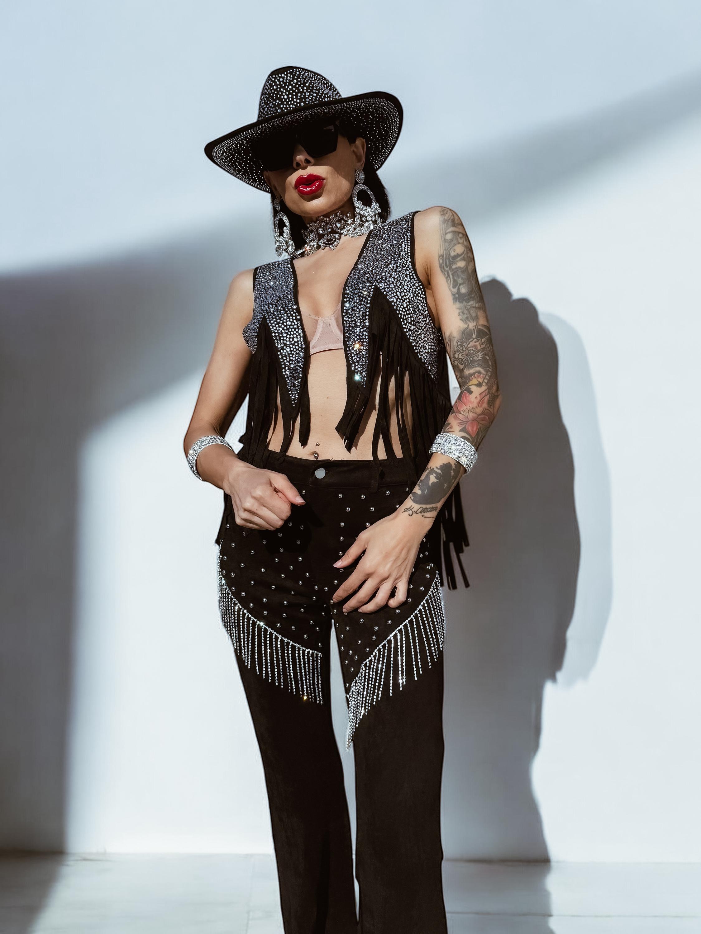 Rhinestone Fringe Chaps Bell Bottom Pants: Western Cowgirl Festival ...