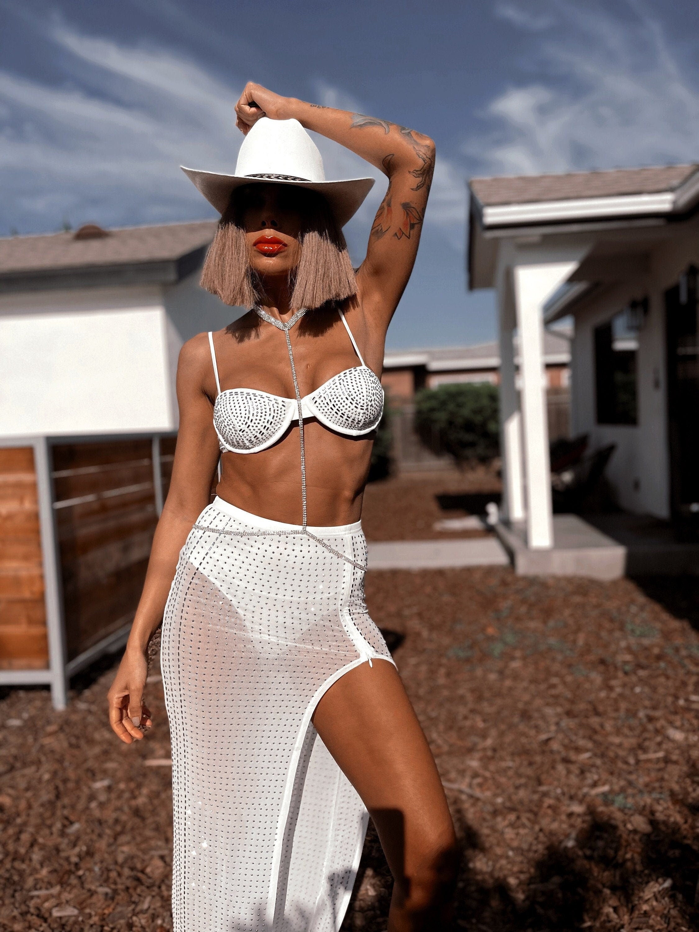 Mesh skirt diamond deals