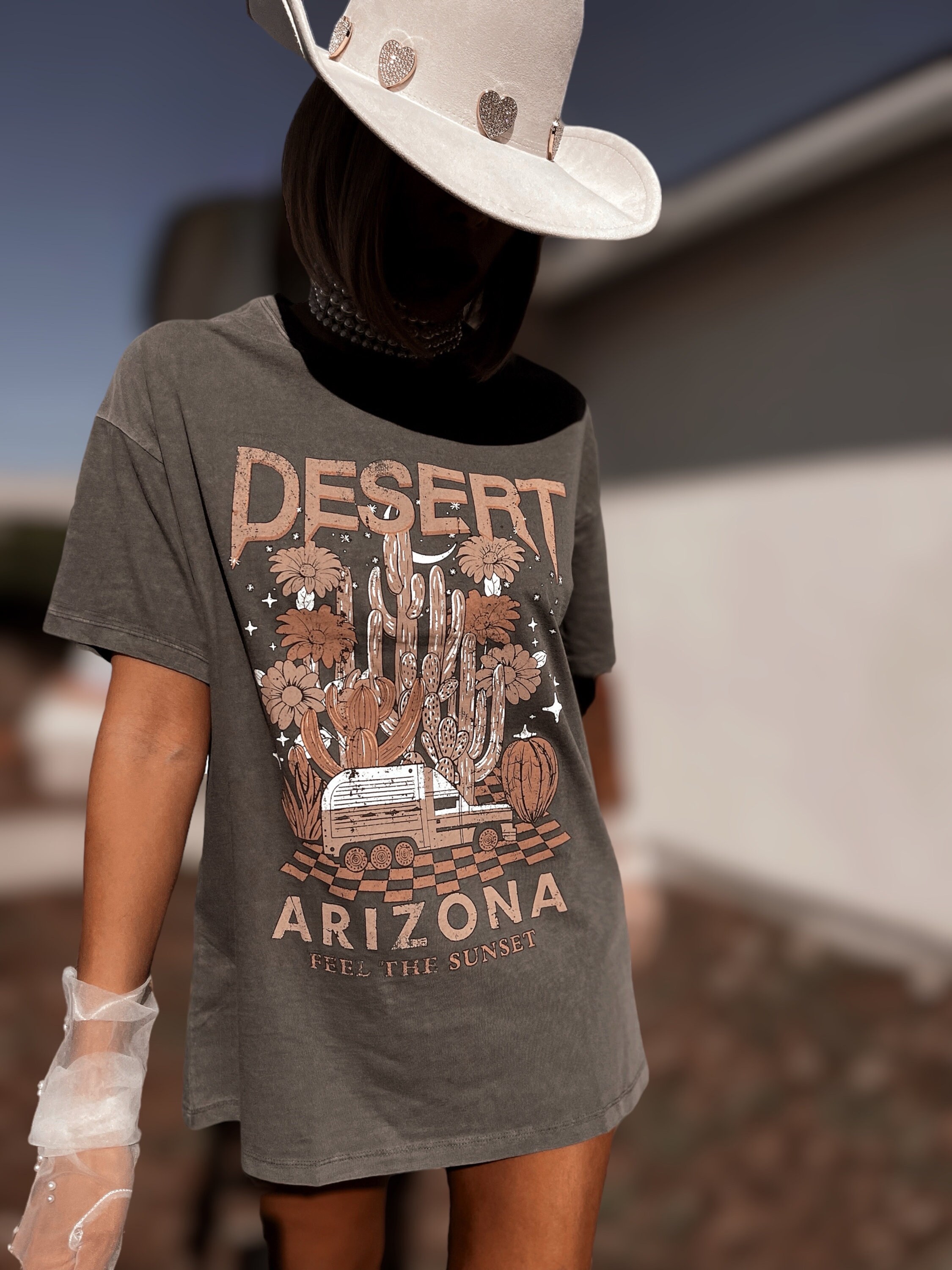 Western Arizona Oversize Tee, Cotton Cowgirl Dress, Bohemian