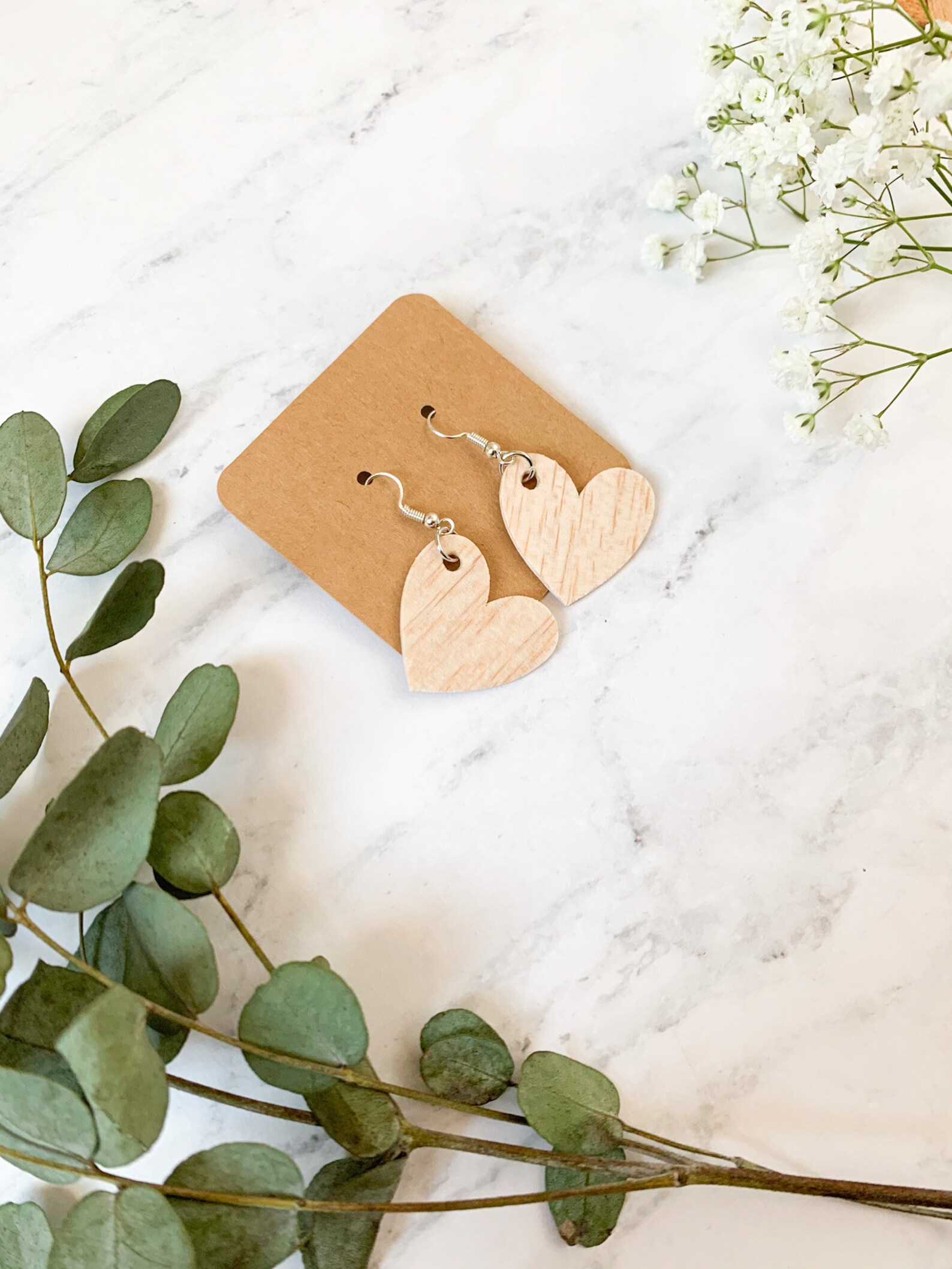 Heart Balsa Wood Earrings Etsy