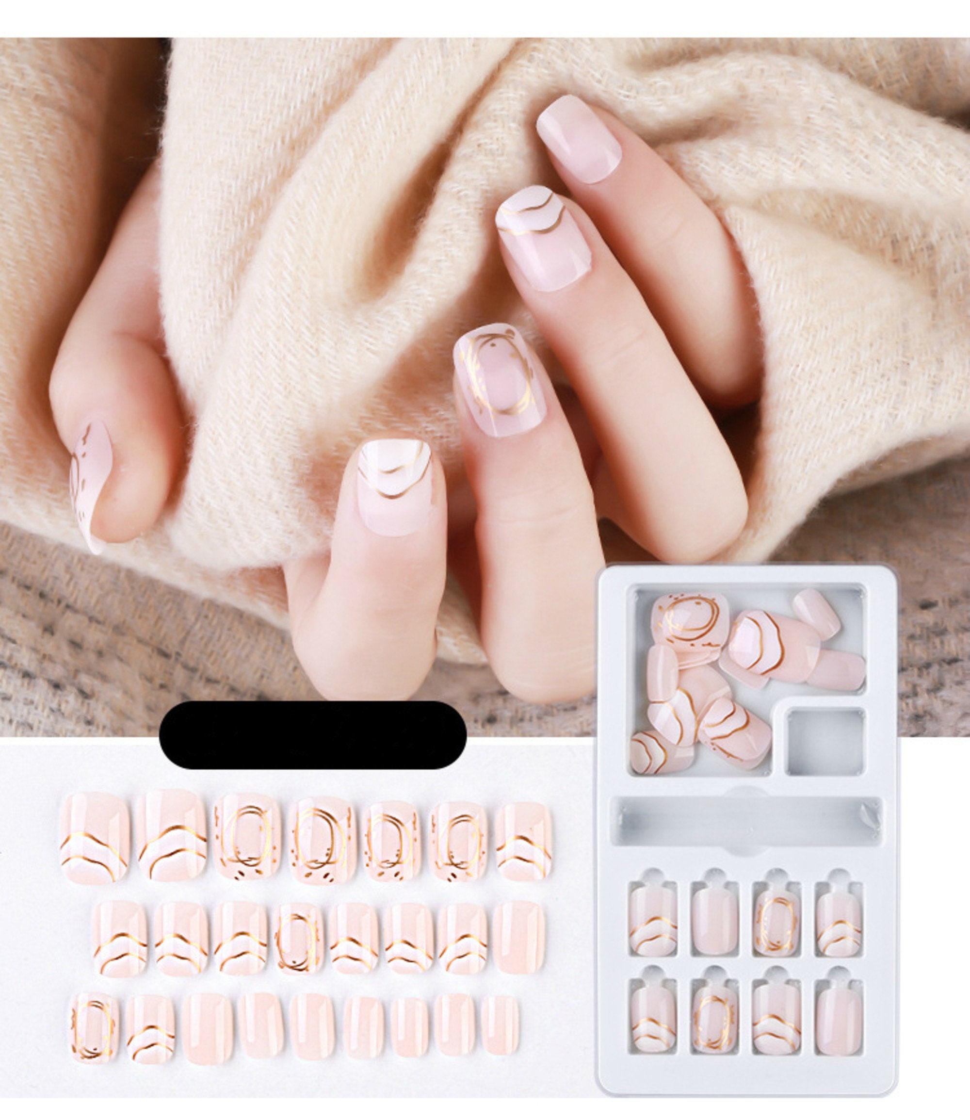 24 Pcs Press on False Nails DYI Nail Manicure Home Kit Full | Etsy