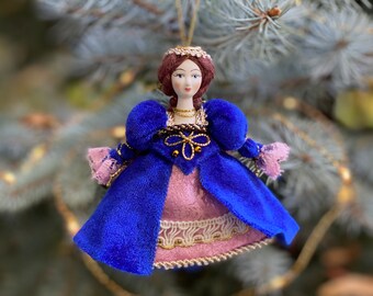 Velvet Princess Christmas Ornament, Handmade ornament, Christmas Ornament, Designer Christmas Ornament