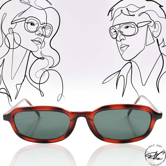 Vintage Thin Brown Rectangle Frame Sunglasses - image 1