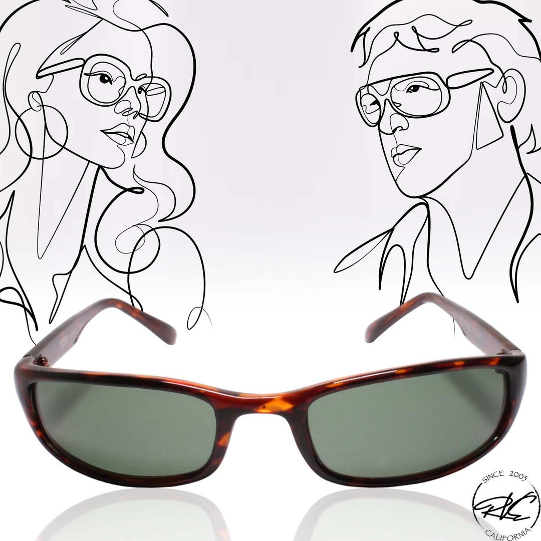 Rare Genuine Vintage Grunge Style Slender Rectangle Tortoise Sunglasses ...