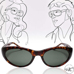 Genuine Vintage Womens Iconic Rockabilly Cat Eye Oval Lens Tortoise Sunglasses image 1