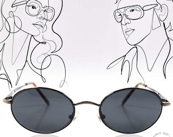Rare Genuine Vintage Classic Indie Fashion Mens Womens Hip Vintage Round Oval Sunglasses