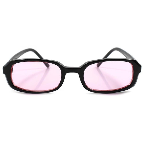 Vintage 90's Mens Womens Pink Lens Rectangle Sung… - image 1