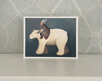 Set of 5 - Polar Bear Winter Holiday Cards