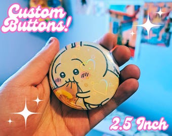 Individuell angefertigte 58 mm Buttons mit Holo-Muster