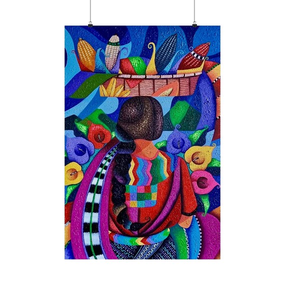 Mujer Maya Con Canasto De Vegetales Matte Vertical Posters - Etsy