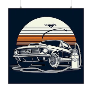 Vintage style 1967 Mustang black Matte Vertical Posters