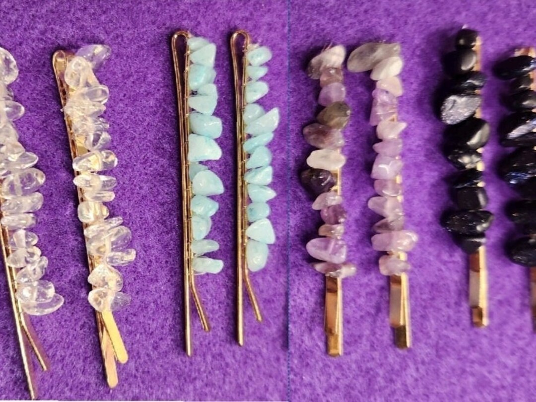 Crystal Gemstone Hair Pins. Etsy