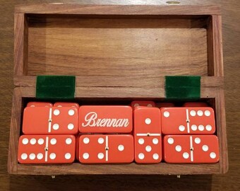 Personalized Dominoes set in wooden case