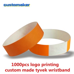 1000 unids logotipo personalizado pulseras de impresión en color banda de boda personalizada pulsera Tyvek para Club bar fiestas eventos pulsera de seguridad