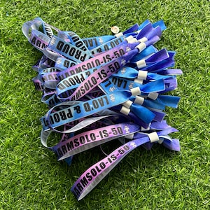 100 braccialetti di seta personalizzati in tessuto per accesso VIP, per festival, eventi, feste, anniversari, biglietti e inviti personalizzati